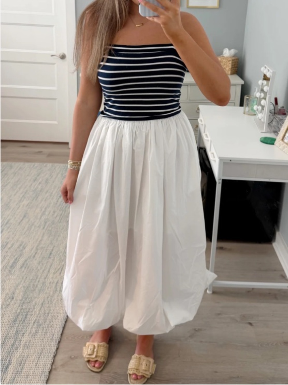 Main Strip Sail Away Bubble Hem Dress S